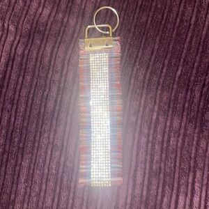 Frayed Rhinestone Wristlet Keychain